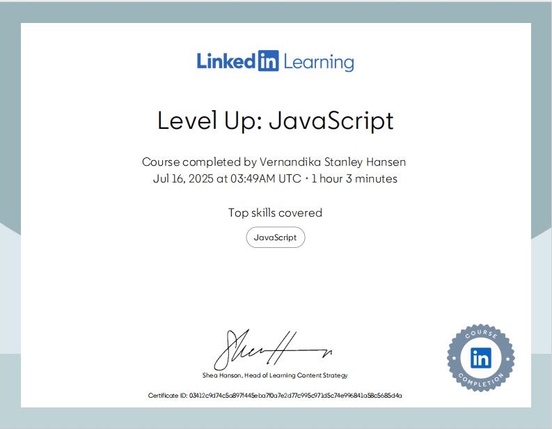 Level Up: JavaScript (LinkedIn Learning)