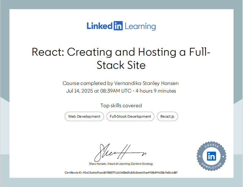 React: Creating and Hosting a Full-Stack Site (LinkedIn Learning)